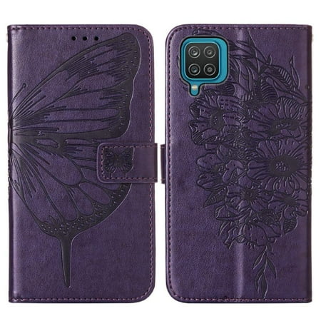 

Case for Samsung Galaxy A12 5G Flip Cover Embossing Butterfly Magnetic Premium Leather