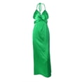 thumbnail image 4 of VISgogo Vestido de cuello halter para mujer, plisado en el pecho, sin espalda, color sólido, sin mangas, con recorte en la cintura VISgogo moda, 4 of 6