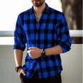 thumbnail image 5 of Red Plaid Shirt Men's Shirt Long Sleeve Fashion New 2023 Button Lapel Shirt Street Loose Casual Breathable 9 Colors S-6XL, 5 of 6