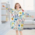 thumbnail image 5 of FORMRS Wearable Blanket Hoodie with Sleeves for Kids Cozy Flannel Sweatshirt, Blue Wildflower Pattern, 5 of 7
