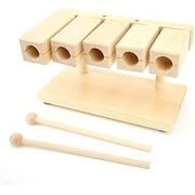 Wood Percussion Block Maple Percussion Rhythm Clapper 5 Tones with Hammer for Temples Yoga Preschool Education Venues$$Music