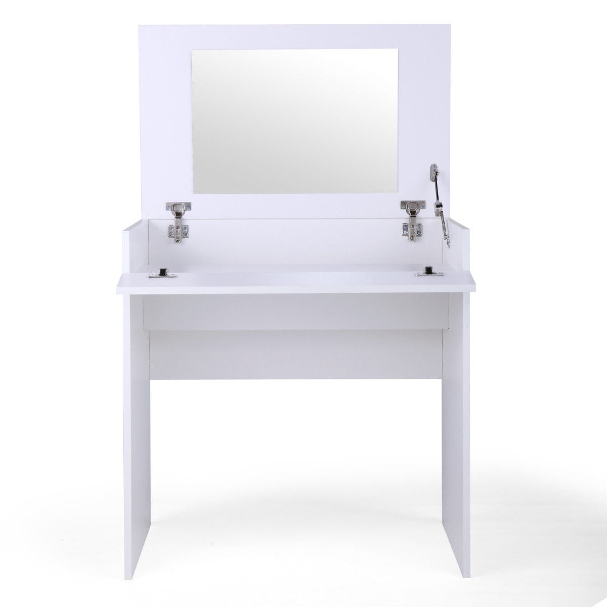 Kepooman Multifunctional Makeup Vanity Table, Bedroom Dressing Desk with Flip up Mirror and Hidden Storage Box - White Kepooman Multifunctional Makeup Vanity Table, Bedroom Dressing Desk with Flip up Mirror and Hidden Storage Box - White