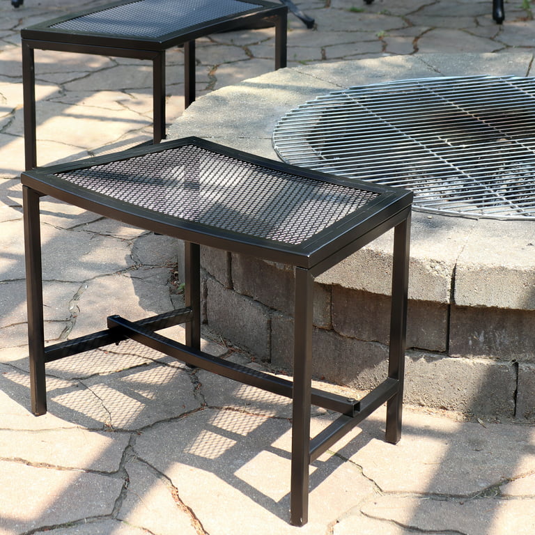 Sunnydaze Outdoor Lightweight and Portable Metal Patio Side End Table or  Backless Bench Seat with Mesh Top - 23 - 2pk 