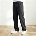 thumbnail image 4 of Krdevn Boys Solid Drawstring Open Hem Sweatpants Fall Winter Loose Straight Jogger Pants with Patch Pockets 7-8 Years,Dark Gray, 4 of 8