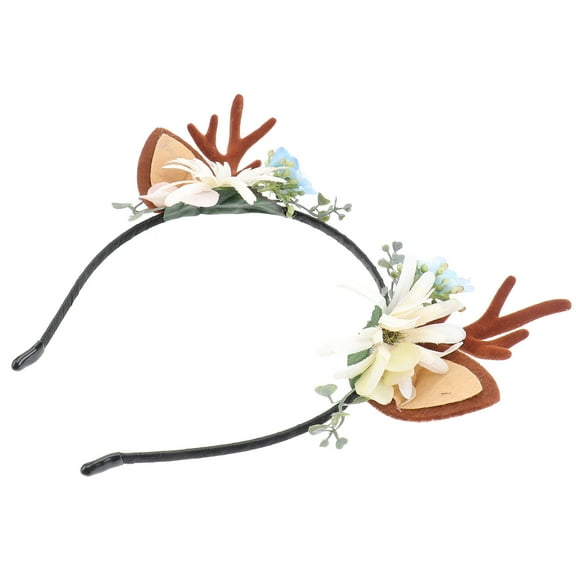 LULULION 1Pc Lightweight Floral Antler Hair Hoop for Christmas Party Multicolor Headband
