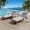 Brown four-line rattan + gray cushion, variant on Set of 2 Outdoor Patio Chaise Lounges – 5-Position Adjustable PE Rattan Recliner with Armrests, Wheels, Cushions & Pillow – Collapsible Garden Poolside Chair – Brown Four-Line Rattan