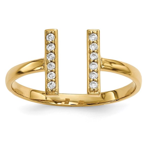 Auriga Fine Jewelry 14K Yellow Gold Diamond Double Bar Ring for Women Size 7