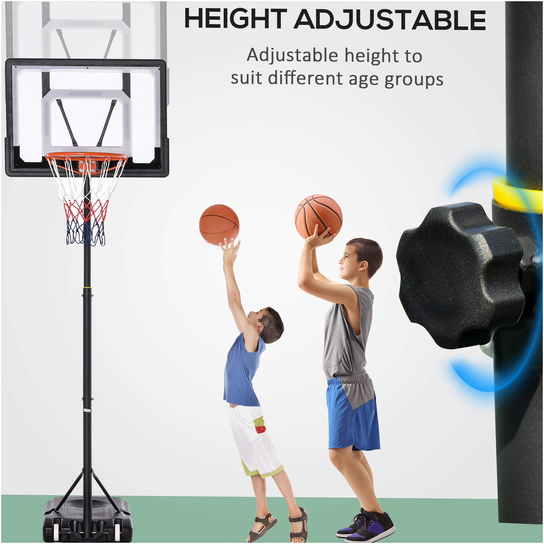 JERFIT 33" Portable Basketball Hoop System with Wheels, Height Adjustable 5FT to 7FT, Indoor Outdoor Basketball Goal Stand with Stable Base for Kids and Adults