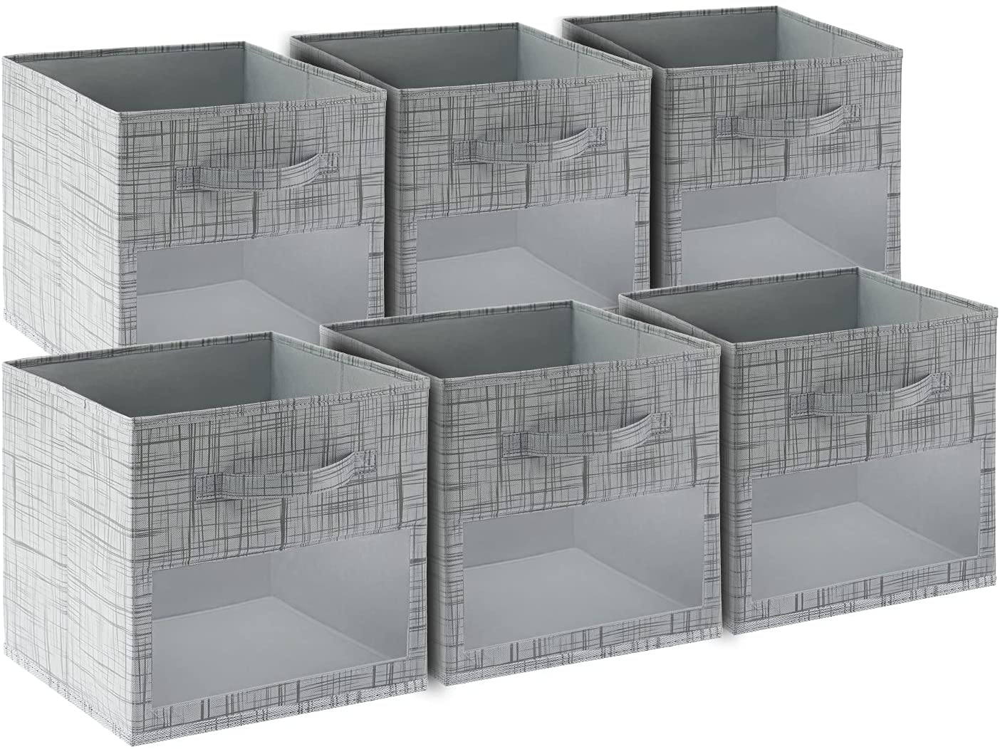 13x13x13 Cube Storage Bins with Windows (Set of 6) Foldable Fabric