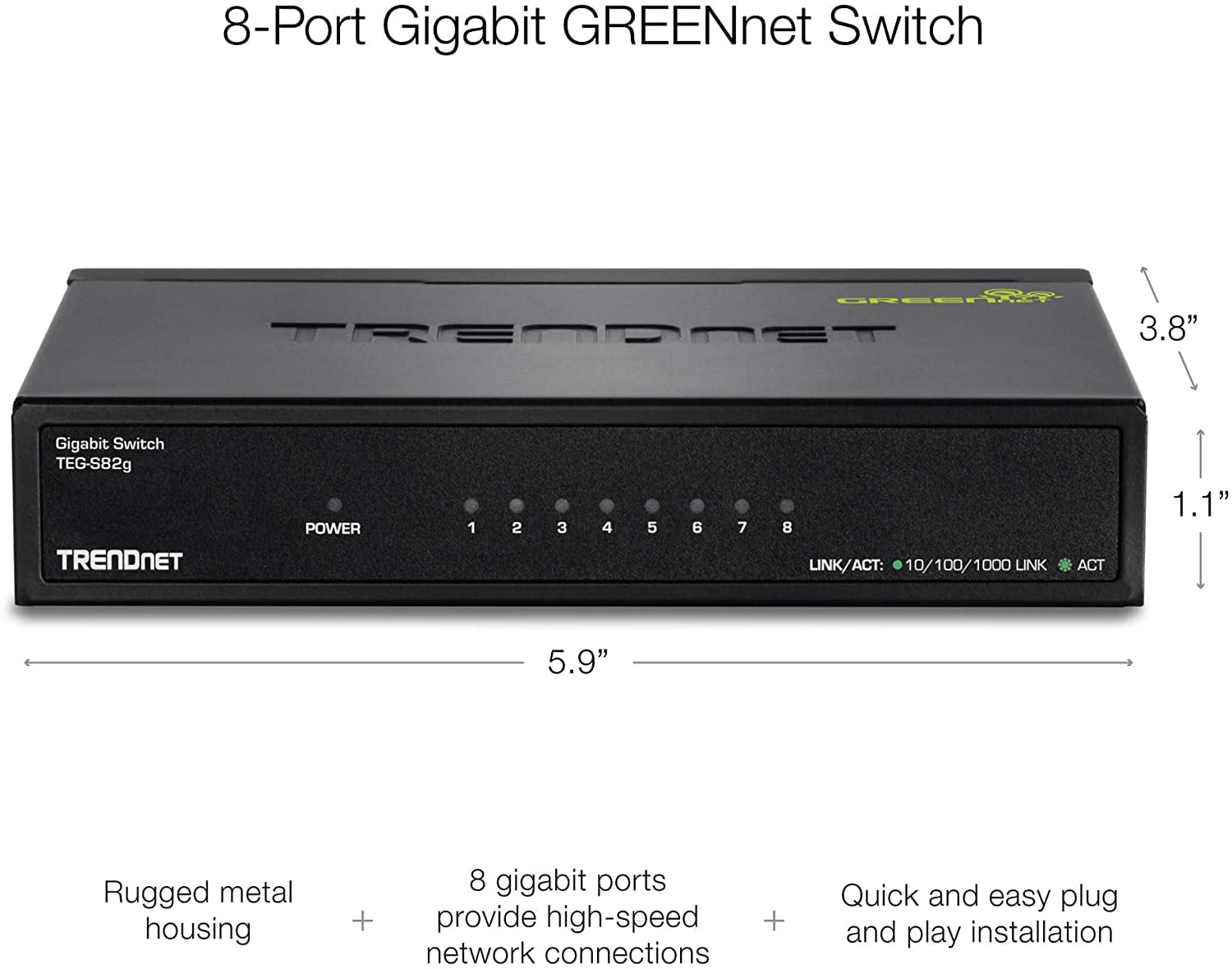 TRENDnet TEG-S82g, 8-Port Gigabit GREENnet Switch