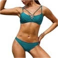 thumbnail image 2 of DPTALR Bikini Fendu Uni Minimaliste Sexy à Lacets Maillot de Bain pour Femmes, 2 of 7
