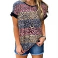 thumbnail image 1 of Nouveau T-Shirt à Manches Courtes Léopard pour Femmes Nouvelle Mode T-Shirt de Rue Grande Taille Col Rond Ample Décontracté, 1 of 8