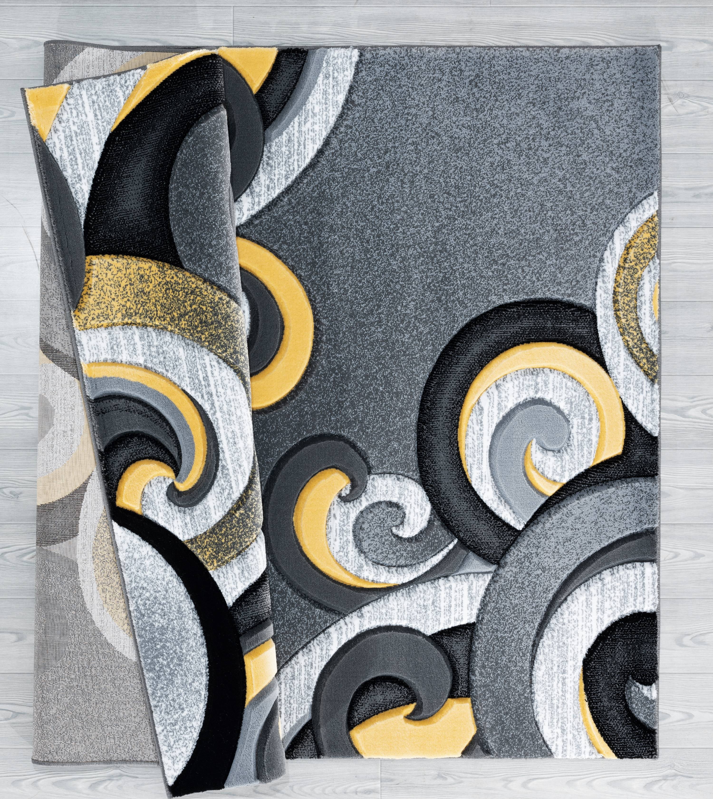 United Weavers Drachma Dahlia Modern Paisley Area Rug, Yellow, 7'10" x 10'6"