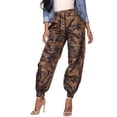 thumbnail image 1 of Women Camouflage Casual Pants with Elastic Waist Drawstring, High Waist Color Matching Clothing, 1 of 9