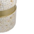thumbnail image 2 of 16 Inch Stool Table Wood Capiz Shell Leaf Inlay Modern Gold Band Brown, 2 of 5