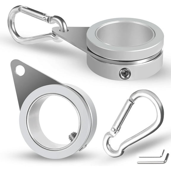 Flag Pole Rings, Flagpole Rings Aluminum Alloy 360° Rotating Anti Wrap Flag Mounting Spinning Ring Clips for 0.75-1.02 Inch Diameter Flagpole(1 Inch -Pack of 2, Matte Silver)