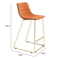 thumbnail image 3 of Adele Barstool Orange & Gold Barstool, Modern Style, Soft and smooth velvet fabric, Plywood, Indoor Bar, 3 of 12