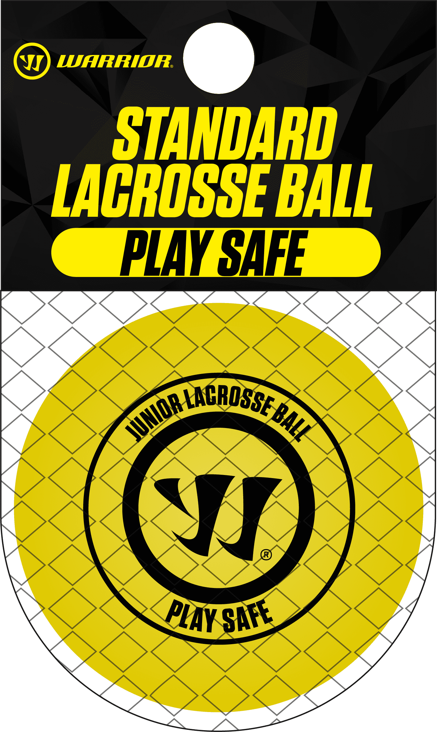 Warrior Recreational Lacrosse Ball - Yellow - Play Safe Rubber Full Size 2.5" Ball