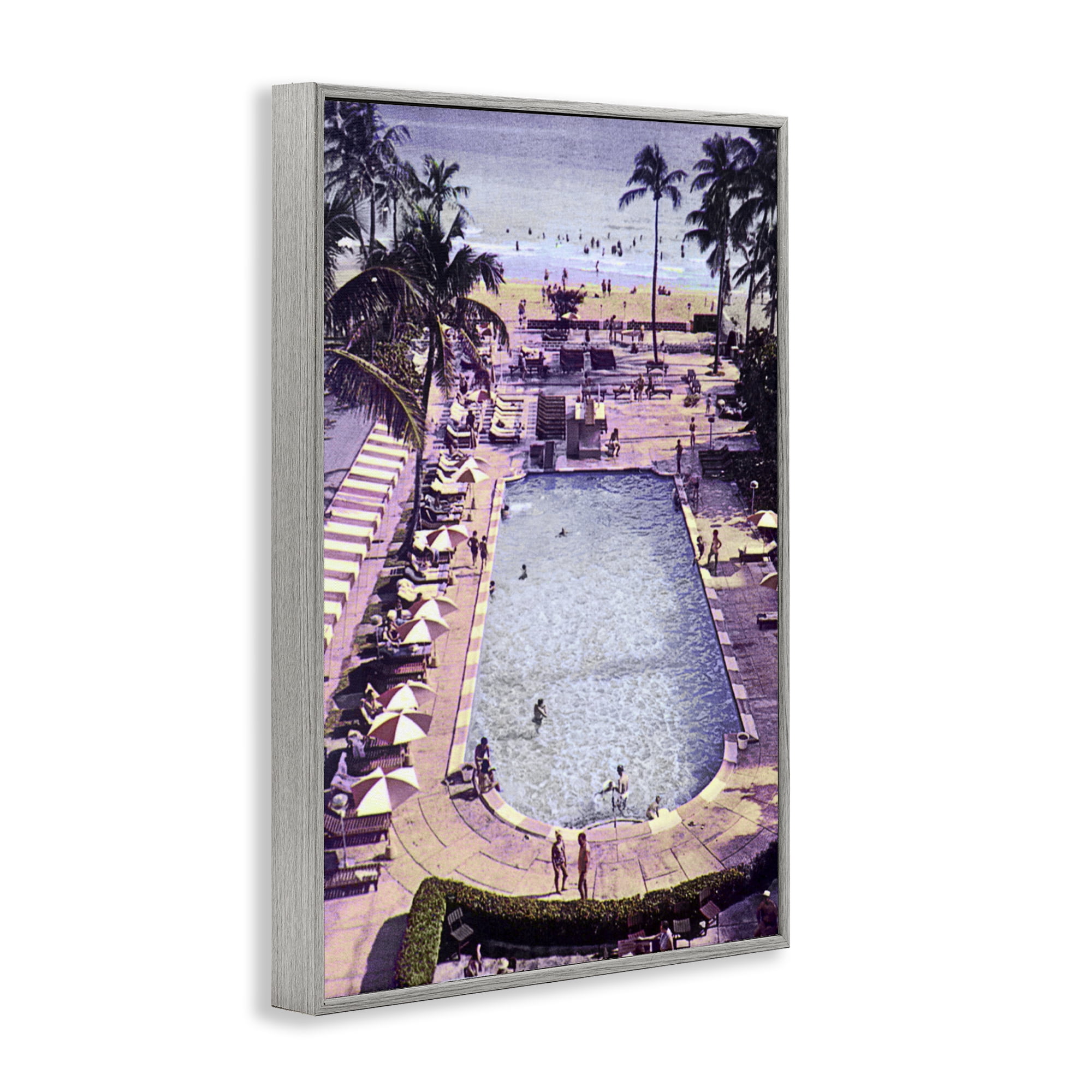 Stupell Industries Vintage Miami Sands Gray Framed Giclee Art, design by Grotto Studios