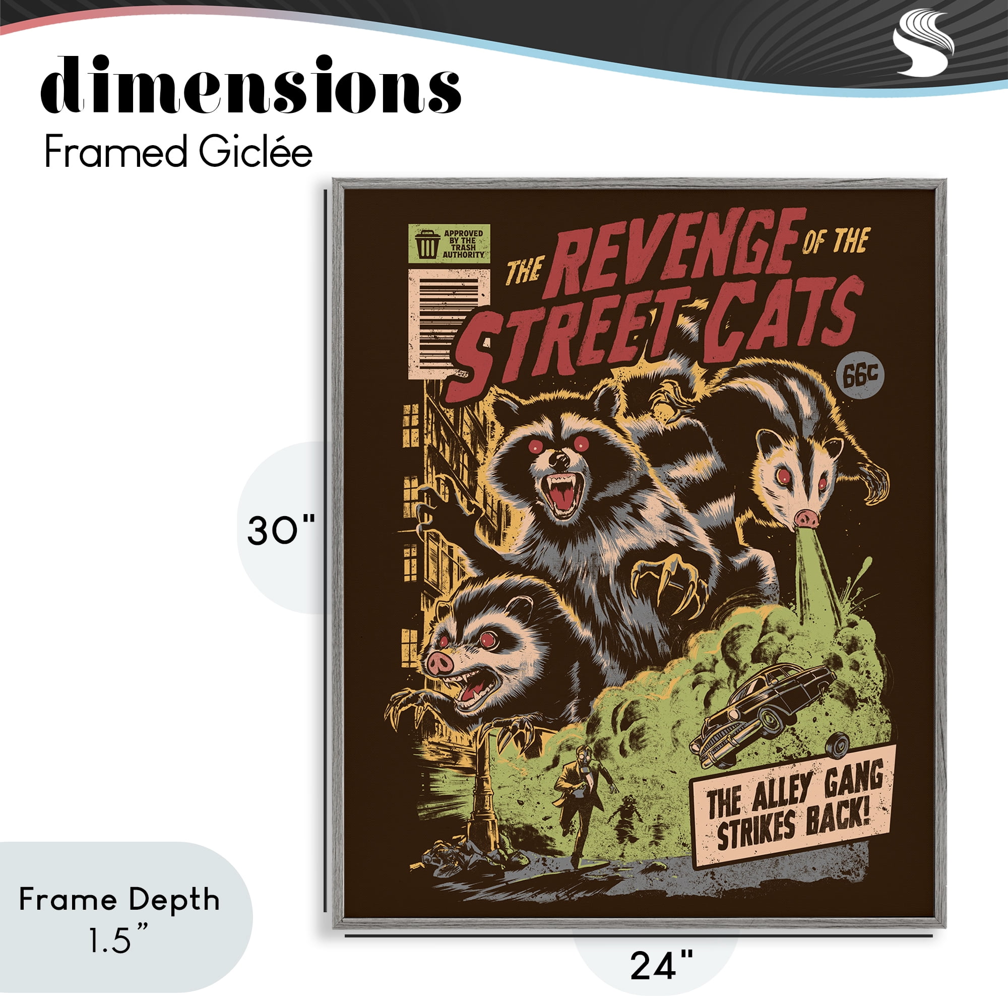 Stupell Industries Revenge Of Street Cats Gray Framed Giclee Art, design by EduEly Designs