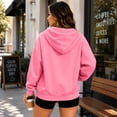 thumbnail image 6 of Hearthz Women Zip Up Hoodie Jacket Solid Color Drop Shoulder Women's Zip Up Hoodie Fall Winter Warm Women’s Jackets with Pocket Pink XL, 6 of 6