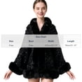 thumbnail image 4 of Fewfanhot Sequin Faux Fur Trim Cape Shawl, Open Front Warm Poncho Wrap for Women Evening Wedding Party Dresses, 4 of 6