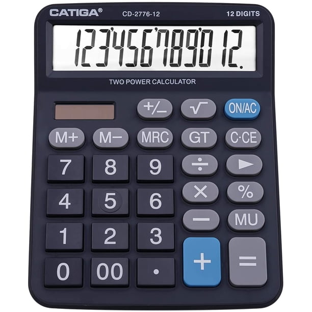 Calculadora de 12 dígitos CATIGA CD-2776 pantalla de 5' botones grandes batería y energía solar