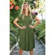 thumbnail image 2 of Vestido casual para mujer, manga de verano, bolsillo, modesto, viaje a media rodilla, color verde mi, 2 of 5