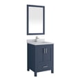 thumbnail image 2 of Ayna Decors Rooh 24 in Navy Blue Bathroom Vanity Set with White Quartz Countertop, Brass Faucet, & 24 in Matching Mirror | Pop-Up Drain & P-Trap Included | Brushed Nickel Hardware | AVR24NB3122, 2 of 10