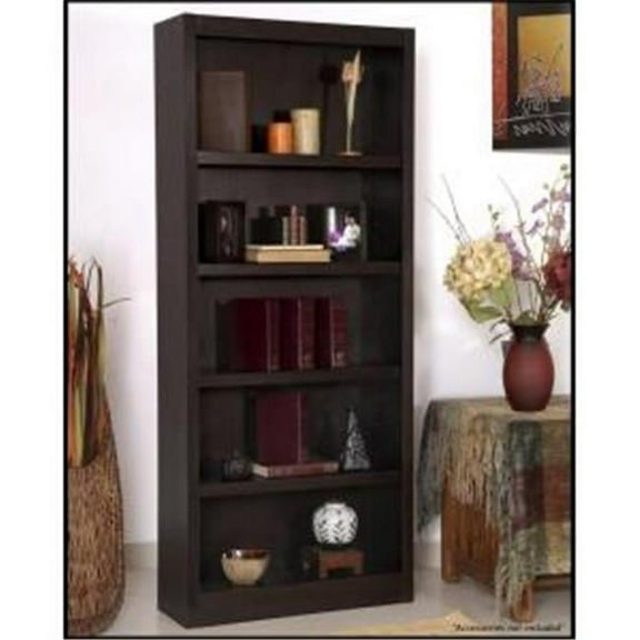 Single Wide Bookcase, Espresso Finish 5 Shelves