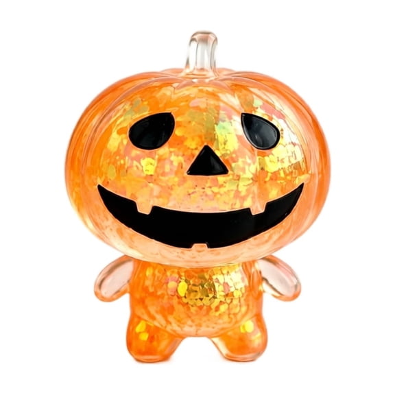 Halloween Transparent Glitter Pumpkin Squishy Toy, Squishy Toys, Sparkly Clear Pumpkin Fidget, Stress Relief Desk Ornament For Halloween Party & Casual Play (Orange)