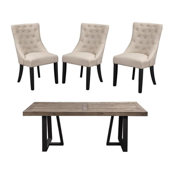 Home Square 4 Piece Set with Dining Table and Dining Side Chairs in Black