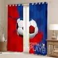 thumbnail image 2 of Soccer 42"x90" Set of 2 Panels Window Curtains & Drapes Football Print 30%-50% Blackout Curtains Teens Bedroom,Cartoon Football Games Theme Curtains Red Blue Graffiti Window Treatments, 2 of 5