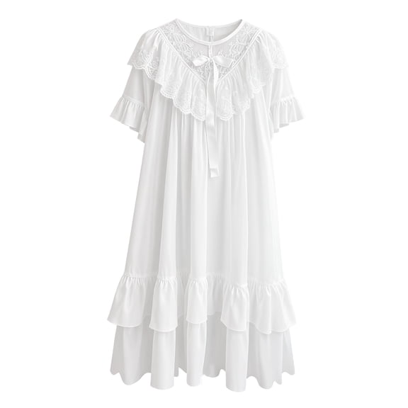 KAUOD Girls Muslim Long Dress 𝐈slamic Kids Abaya Prayer Dresses Lace Embroidery Soft Short Sleeve Traditional Eid Clothes
