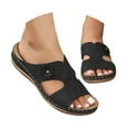 thumbnail image 3 of Fukaraa Dressy Women's Wedge Sandals Summer Slip-On Lightweight Leather Walking Shoes, 3 of 8