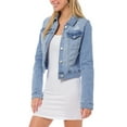 thumbnail image 4 of Made by Olivia Women's Classic Lightly Distressed Button Down Denim Crop Jean Jacket, 4 of 6