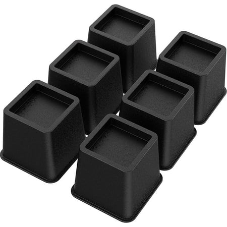 Bed Risers 3 Inch Heavy Duty, Furniture Risers for Bed Frame, Couch, Desk, Chair, Lifts Up to 1,500 lb, Set of 6, Black