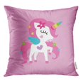 thumbnail image 1 of RYLABLUE Motif Bleu Unicorn Poney Rose Fille Coloré Bébé Mignon Taie d'Oreiller Housse de Coussin, 1 of 1