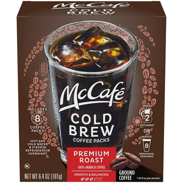 McCafe Premium Roast Roast Cold Brew Coffee Packs, Caffeinated, 8 ct
