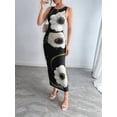 thumbnail image 5 of Womens Long Maxi Dresses Floral Crewneck Sleeveless Knit Bodycon Wedding Guest Sun Dress Black XXL, 5 of 9