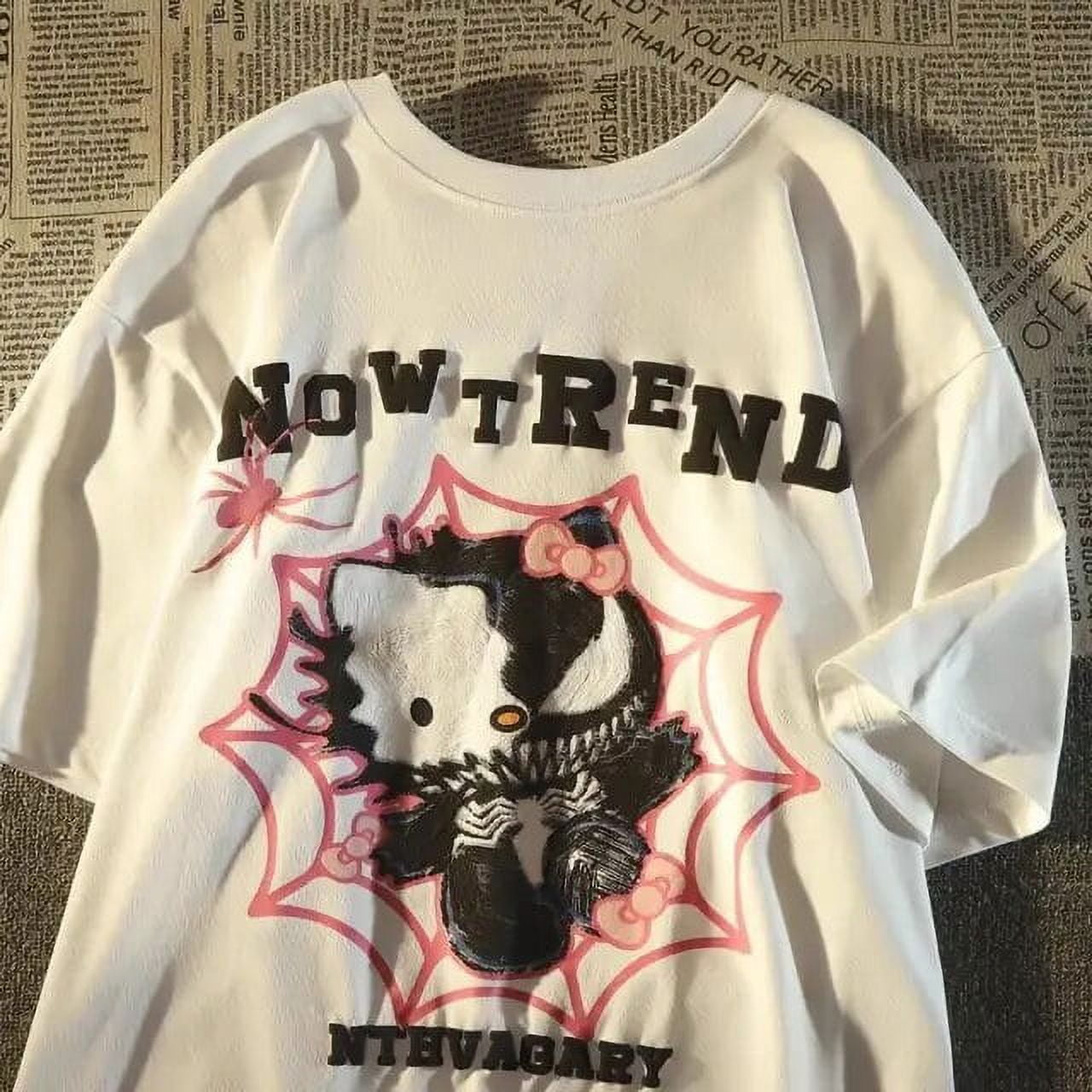 Sanrio Hello Kitty Gothic T Shirt Children s Fashion Kawaii Anime Emo Short Sleeve Top Y 2k Girls Kids New Summer Black Tees Yk2