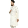 thumbnail image 3 of SKAVIJ Men's Indian Art Silk Kurta Wedding Party Casual Long Shirt (Medium, Offwhite), 3 of 6