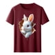 thumbnail image 4 of Tops de Cuello Alto para las Mujeres Amante Impreso Camiseta Cuello Redondo Manga Corta, Poliéster Spandex, 4 of 7