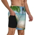 thumbnail image 2 of Sigee Starfish in Beach Print Mens Swim Trunks with Compression Liner Quick Dry Swim Stretch Beach Shorts with Pockets,S-3XL, 2 of 7