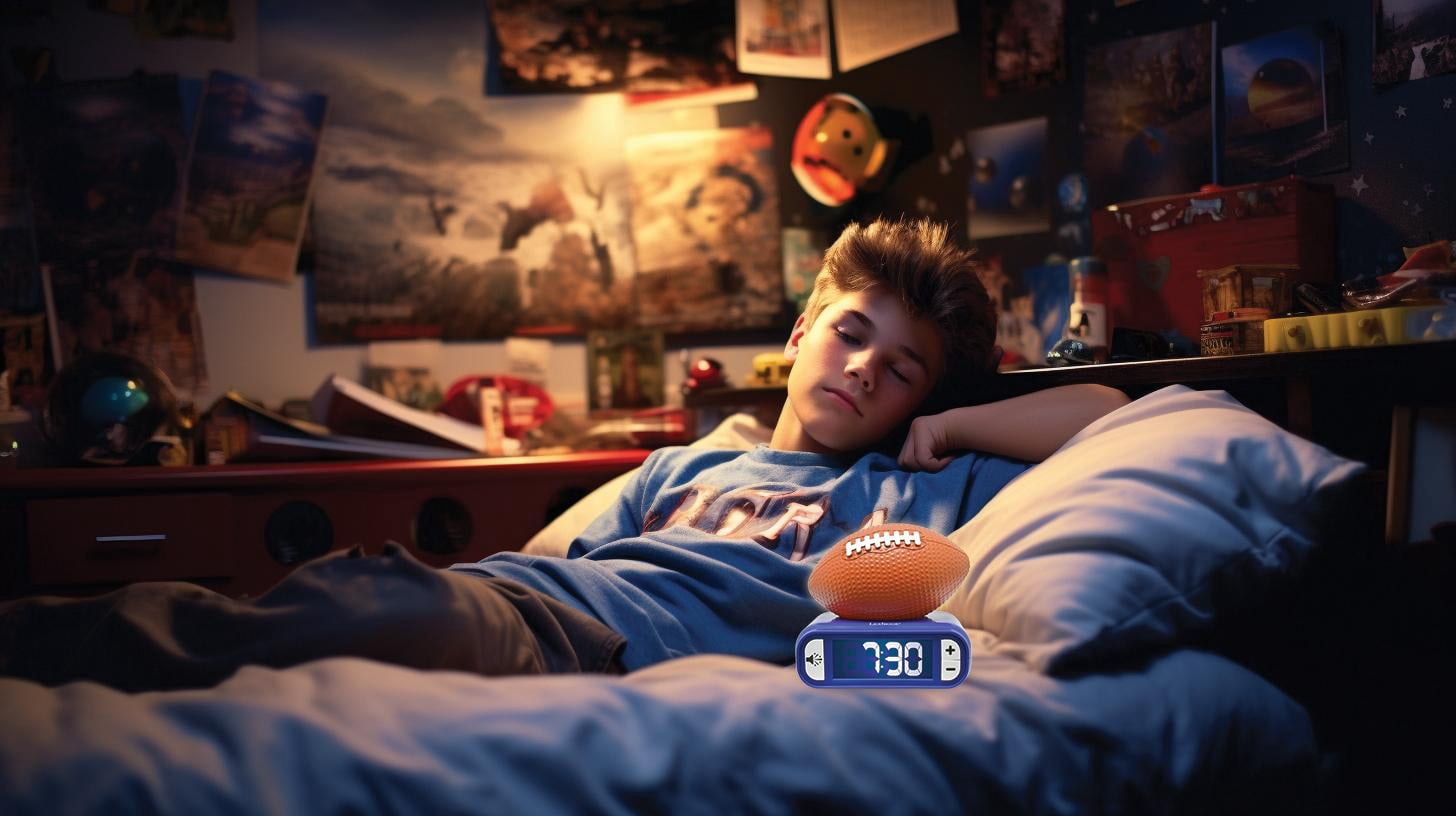 Lexibook, American Football - Night Light Alarm Clock, Sounds and Melodies, Backlit LCD Screen, Luminescent, Snooze, Orange/Blue