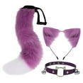 thumbnail image 4 of Conjunto de orejas y cola de gato, accesorios para el cabello de cosplay, tocado, accesorios para disfraz de gato Púrpura blanco, 4 of 9