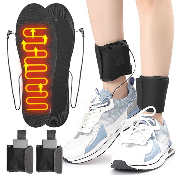 Heated Insoles - for Women Men Electric Foot Toe Warmer Insoles Thermal Shoes Insoles with Ankle Strap for Hiking Camping Skiing Hunting Outdoor Work