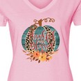 thumbnail image 4 of Inktastic Thankful and Blessed Teal Cheetah Pumpkin Women's V-Neck T-Shirt, 4 of 5