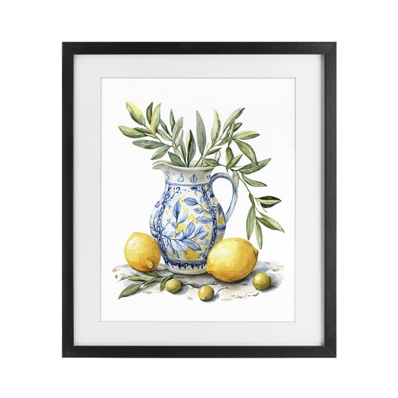 Stupell Industries Cottage Lemon & Olive Branch Still Life Black Framed Print Under Glass, 13 x 16, by LSR Design Studio