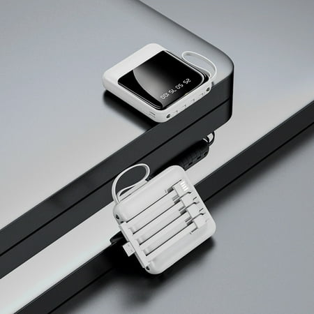 Ycandiee Portable Charger 20000mAh with Built-in Cables, Fast Charging Power Bank, USB C Input/Output, Smart LED Display, Compact External Battery